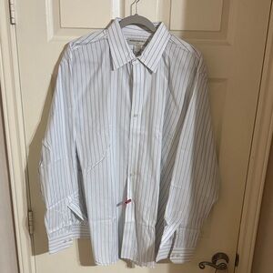Banana Republic White Dress Shirt with Light Blue Stripes